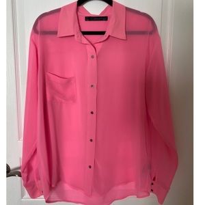 Patterson J. Kincaid Oversized Sheer Button-down Blouse